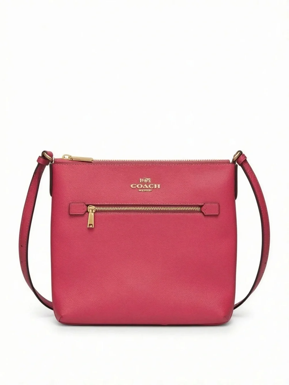 Coach Leather Rowan File Crossbody Bag with Gold Hardware in Strawberry Haze